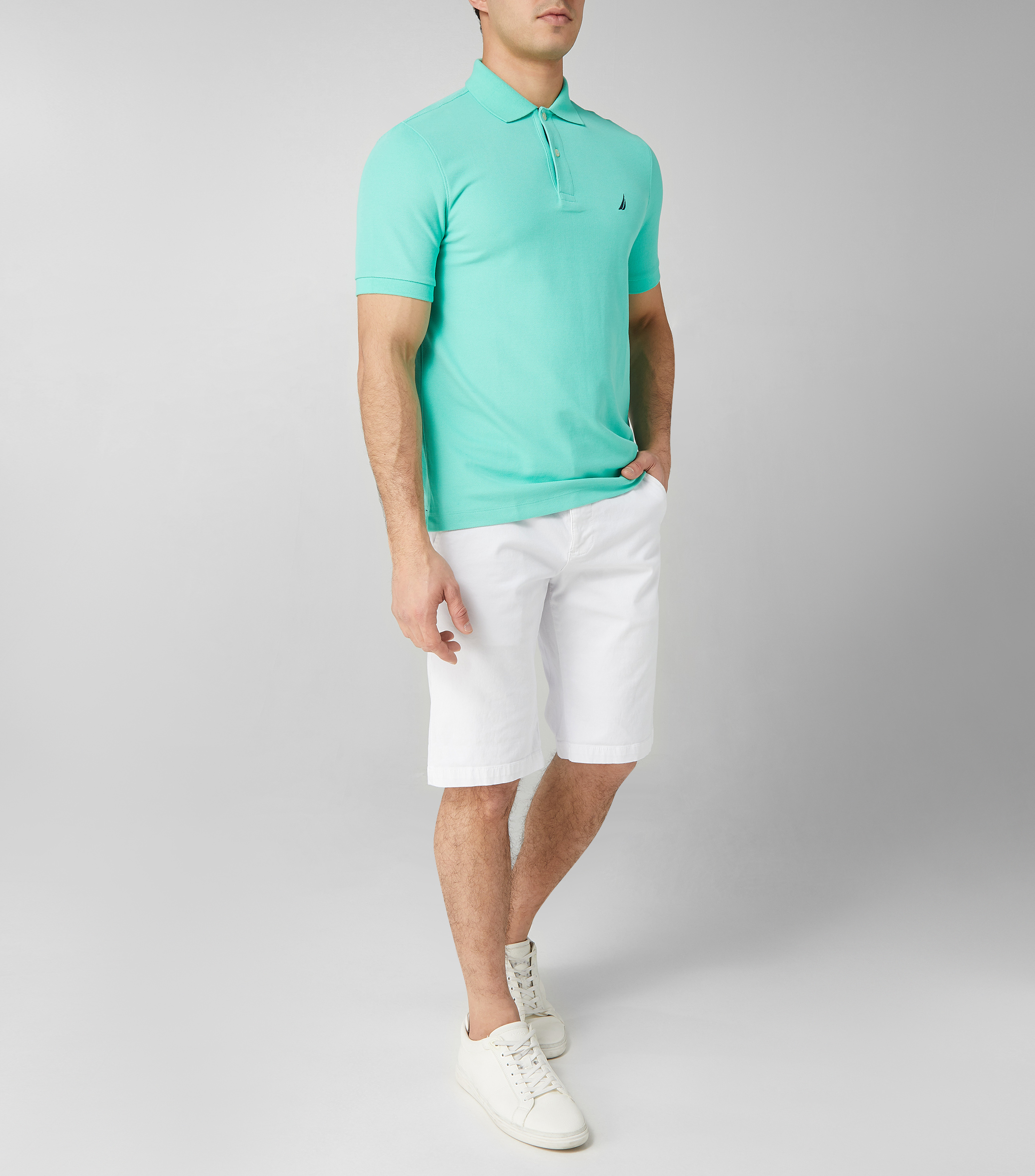 Playera tipo Polo verde menta con manga corta Hombre